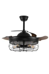 Living and Home 3 Blade Caged Farmhouse Style Fan Ceiling Light in Black - thumbnail 5