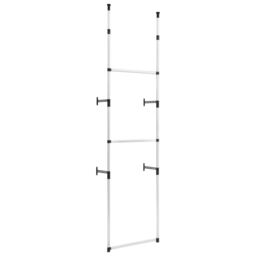 Berkfield Home Telescopic Wardrobe System with Rods Aluminium in Silver - thumbnail 2