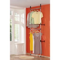 Berkfield Home Telescopic Wardrobe System with Rods Aluminium in Silver - thumbnail 4