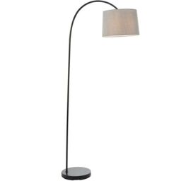 Loops 1.6m Curved Floor Lamp Matt Black & Grey Shade Free Standing Living Room Light - thumbnail 3