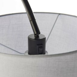 Loops 1.6m Curved Floor Lamp Matt Black & Grey Shade Free Standing Living Room Light - thumbnail 5