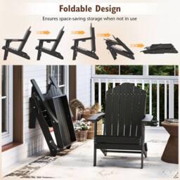 Costway Folding Adirondack Chair Weather Resistant HDPE Lawn Chair in Grey - thumbnail 6
