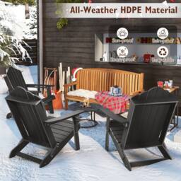 Costway Folding Adirondack Chair Weather Resistant HDPE Lawn Chair in Grey - thumbnail 4