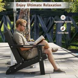 Costway Folding Adirondack Chair Weather Resistant HDPE Lawn Chair in Grey - thumbnail 5