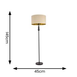 ValueLights Marissa Beige & Metallic Gold Shade with Black Stacked Ball Floor Lamp - thumbnail 5
