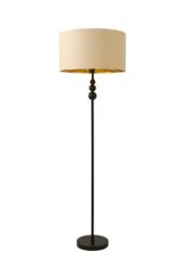 ValueLights Marissa Beige & Metallic Gold Shade with Black Stacked Ball Floor Lamp - thumbnail 6