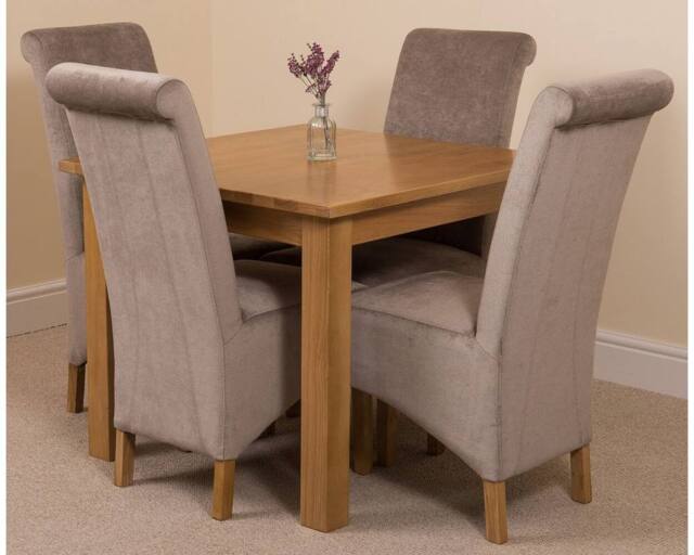 Thats Furniture Oslo 90 x 90 cm Oak Small Dining Table & 4 Montana Fabric Chairs in Grey - image 1