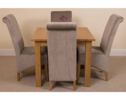Thats Furniture Oslo 90 x 90 cm Oak Small Dining Table & 4 Montana Fabric Chairs in Grey - thumbnail 2
