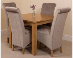 Thats Furniture Oslo 90 x 90 cm Oak Small Dining Table & 4 Montana Fabric Chairs in Grey