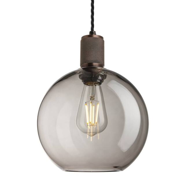 Industville Knurled Glass Globe Pendant Light - 9 Inch in Light Grey - Size: 10 inches - image 1
