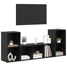 Berkfield Home TV Cabinet Set 3 pcs Black 107 x 35 x 37 cm Engineered wood - thumbnail 3