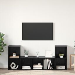 Berkfield Home TV Cabinet Set 3 pcs Black 107 x 35 x 37 cm Engineered wood - thumbnail 1