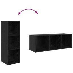 Berkfield Home TV Cabinet Set 3 pcs Black 107 x 35 x 37 cm Engineered wood - thumbnail 8