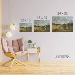 "Artery8 Cows In Field Painting Canvas Wall Art Print - Size: W24"" x H32""" - thumbnail 4
