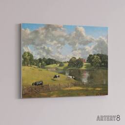 "Artery8 Cows In Field Painting Canvas Wall Art Print - Size: W24"" x H32""" - thumbnail 2