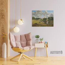 "Artery8 Cows In Field Painting Canvas Wall Art Print - Size: W24"" x H32""" - thumbnail 3