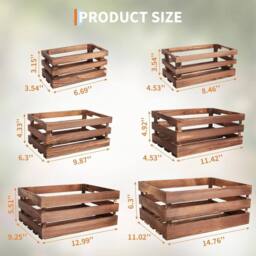 VOGREX 6 PCS Wooden Crates for Storage, Natural Wood Crates - Size: Medium - thumbnail 2
