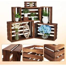 VOGREX 6 PCS Wooden Crates for Storage, Natural Wood Crates - Size: Medium - thumbnail 3