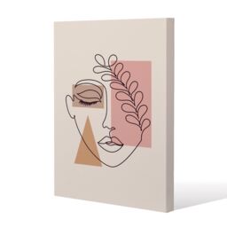 Benjamin Tate Design minimal line drawing of womans face (Canvas Print) / 77 x 51 x 4cm in Natural - Size: 77 x 51 x 4 cm - thumbnail 1