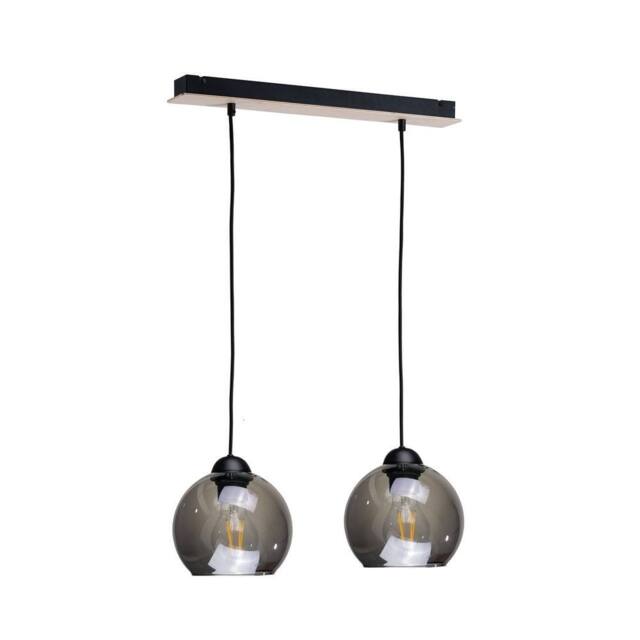 Netlighting Wood Bar Pendant Ceiling Light Black 50cm 2x E27