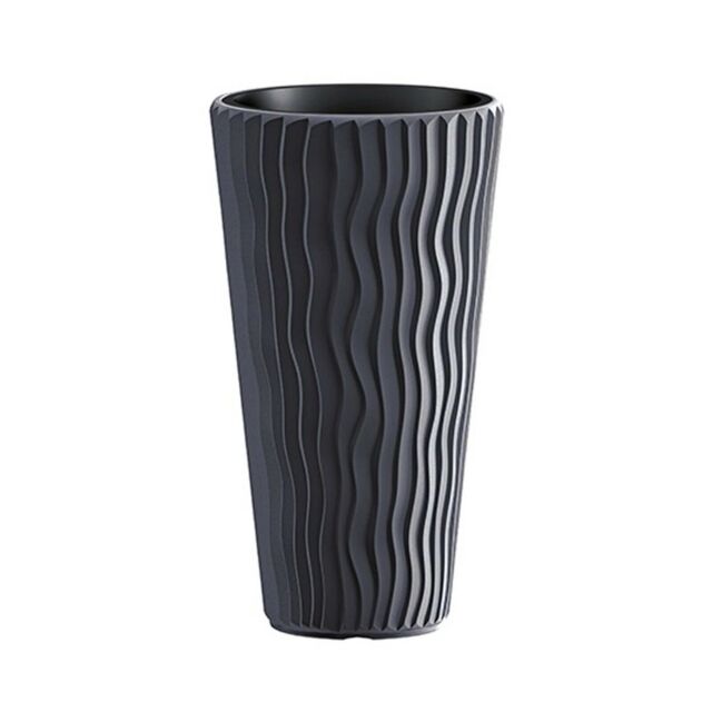 EONLION Stone Grey 1x Plant Pot Flower Planter Indoor Outdoor in Black - image 1