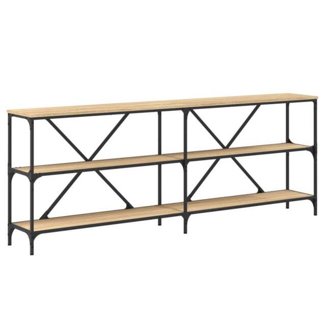 Berkfield Home Console Table Sonoma Oak 200x30x75 cm Engineered Wood & Iron in Tan - Size: 200 x 30 x 75 cm - image 1