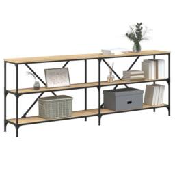 Berkfield Home Console Table Sonoma Oak 200x30x75 cm Engineered Wood & Iron in Tan - Size: 200 x 30 x 75 cm - thumbnail 3