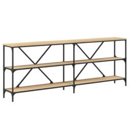 Berkfield Home Console Table Sonoma Oak 200x30x75 cm Engineered Wood & Iron in Tan - Size: 200 x 30 x 75 cm