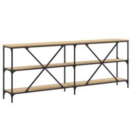 Berkfield Home Console Table Sonoma Oak 200x30x75 cm Engineered Wood & Iron in Tan - Size: 200 x 30 x 75 cm - thumbnail 6