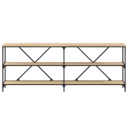 Berkfield Home Console Table Sonoma Oak 200x30x75 cm Engineered Wood & Iron in Tan - Size: 200 x 30 x 75 cm - thumbnail 4