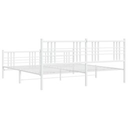 Berkfield Home Metal Bed Frame without Mattress with Footboard White 183x213cm - Size: 183x213 cm - thumbnail 6