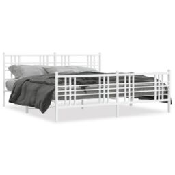 Berkfield Home Metal Bed Frame without Mattress with Footboard White 183x213cm - Size: 183x213 cm - thumbnail 2