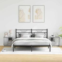 Berkfield Home Bedside Cabinets with LED 2 pcs Grey Sonoma 50x34, 5x50 cm - thumbnail 4