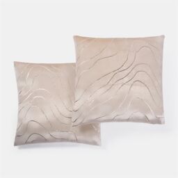 OHS 2 Pack Metallic Wave Cushion Covers Home Decor Set in Natural - Size: 45 cm x 45 cm - thumbnail 1