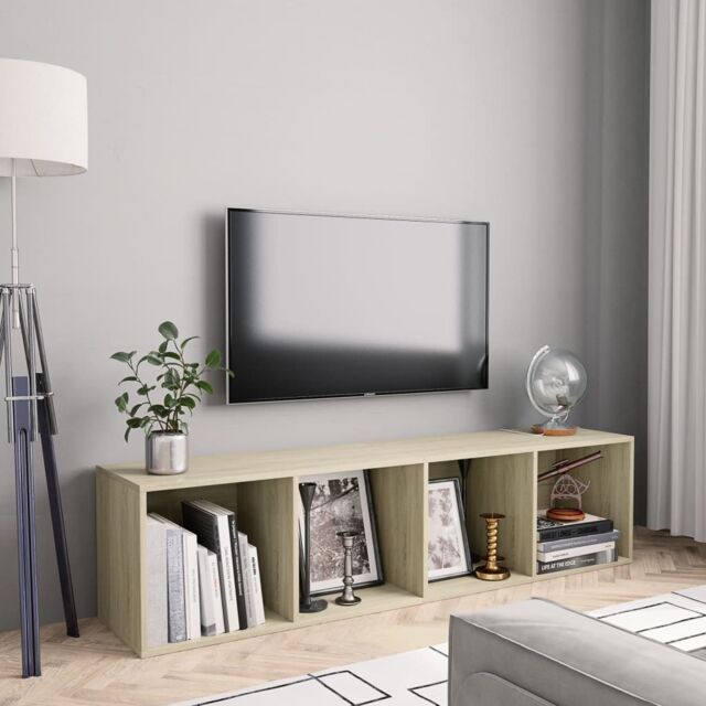 Berkfield Home Book Cabinet/TV Cabinet Sonoma Oak 143x30x36 cm in Brown - Size: 143 x 30 x 36 cm - image 1
