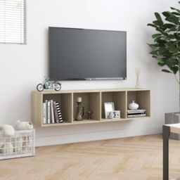 Berkfield Home Book Cabinet/TV Cabinet Sonoma Oak 143x30x36 cm in Brown - Size: 143 x 30 x 36 cm - thumbnail 4