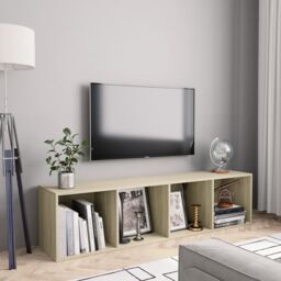 Berkfield Home Book Cabinet/TV Cabinet Sonoma Oak 143x30x36 cm in Brown - Size: 143 x 30 x 36 cm - thumbnail 1