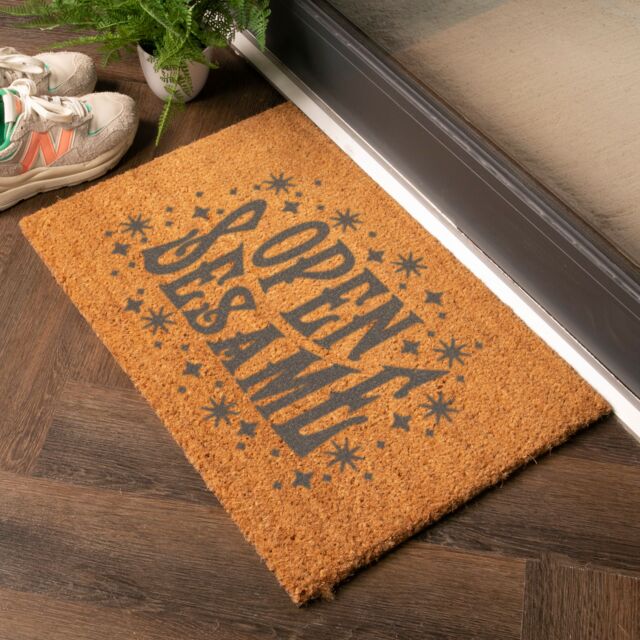 Artsy Mats Magical Open Sesame Grey Doormat in Black - Size: 40 cm x 60 cm - image 1