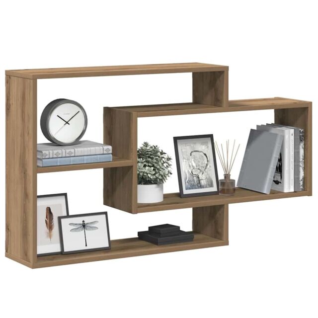 Berkfield Home Wall Shelf Artisan Oak 104x20x58.5 cm Engineered Wood in Brown - image 1