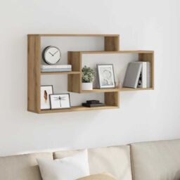 Berkfield Home Wall Shelf Artisan Oak 104x20x58.5 cm Engineered Wood in Brown - thumbnail 3