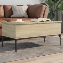 Berkfield Home Coffee Table Sonoma Oak 100x50x45 cm Engineered Wood & Metal in Brown - Size: 100 x 50 x 45 cm