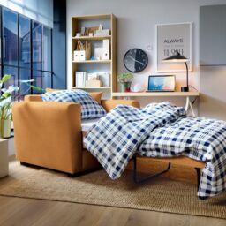 Abakus Direct Olly Linen Single Sofa Bed in Saffron in Orange - thumbnail 2