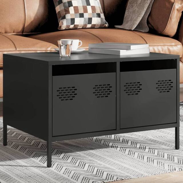 Berkfield Home TV Cabinet Black 68x50x43.5 cm Cold-rolled Steel - image 1