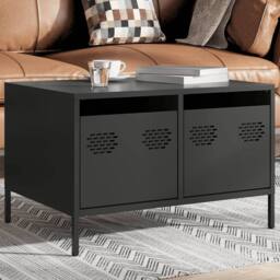 Berkfield Home TV Cabinet Black 68x50x43.5 cm Cold-rolled Steel - thumbnail 1
