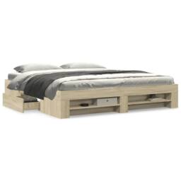 Berkfield Home Bed Frame Frame Sonoma Oak 180x200 cm Super King Wood in Light Oak - thumbnail 4
