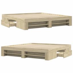 Berkfield Home Bed Frame Frame Sonoma Oak 180x200 cm Super King Wood in Light Oak - thumbnail 8