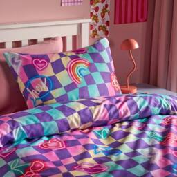 OHS Kids Neon Checkerboard Bedding Set Duvet Cover with Pillowcase - Size: Single - thumbnail 2