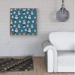 Warren Reed - Designer Jolly Christmas Snowmen Framed Canvas in Light Brown - Size: w40 inch x h40 inch - thumbnail 2