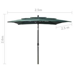 Berkfield Home 3-Tier Parasol with Aluminium Pole Green 2.5x2.5 m - thumbnail 8
