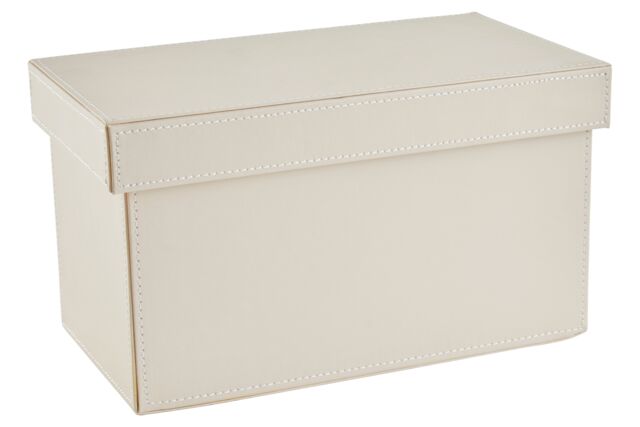 Orsina Elegant Cream Faux Leather CD Storage Box, Versatile Faux Leather Box, Lightweight CD Storage Container - image 1